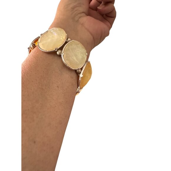 Macys Statement Necklane Opalescent Stone Bib Necklace & Matching Bracelet Set - Picture 10 of 12